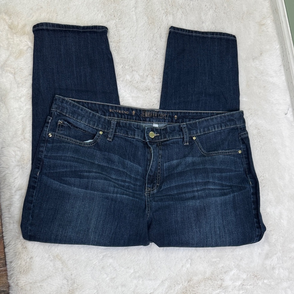 Jennifer Lopez Navy Boyfriend Jeans EUC